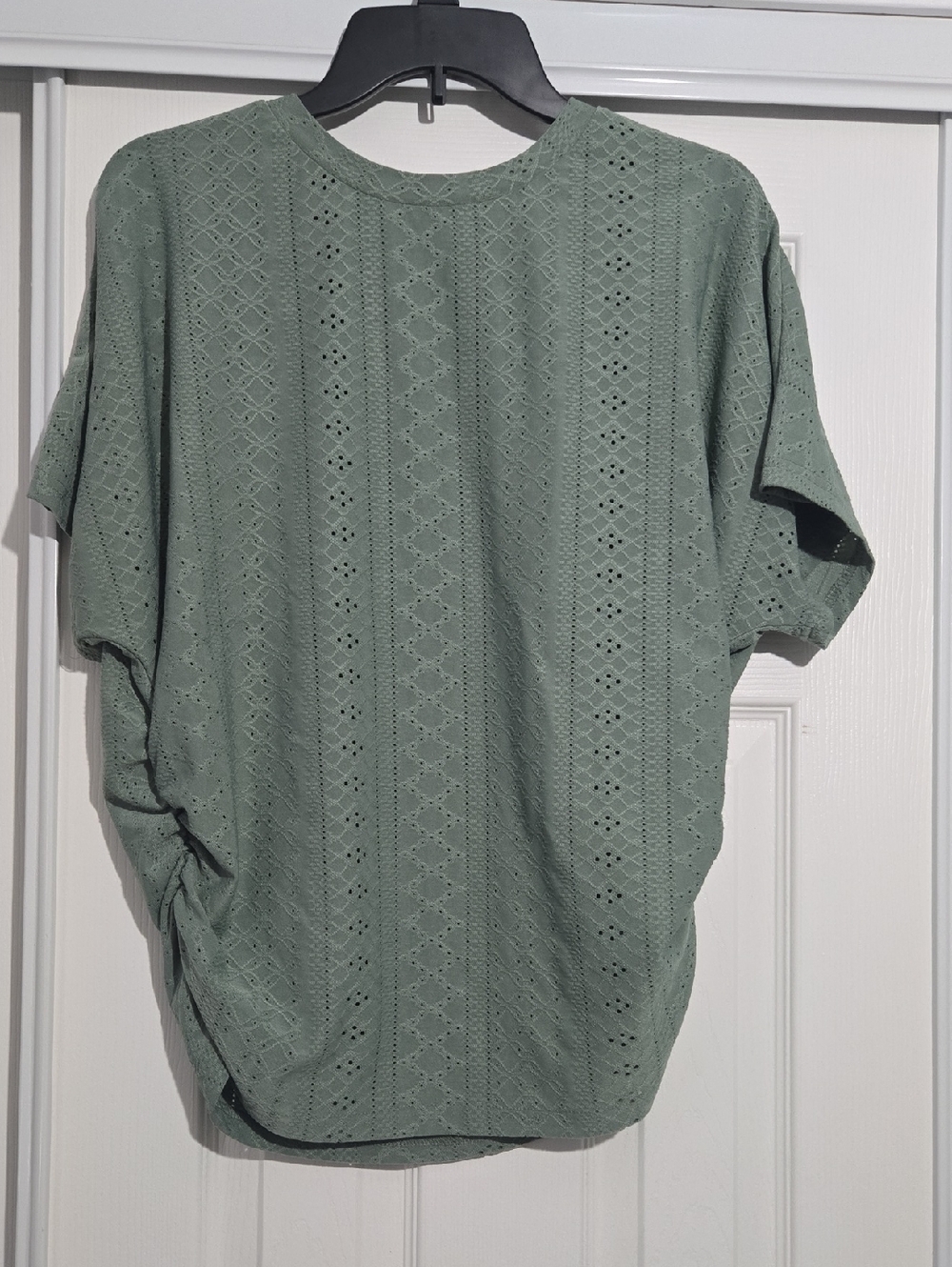 SHEIN Sage Eyelet Short Sleeve Pullover Top